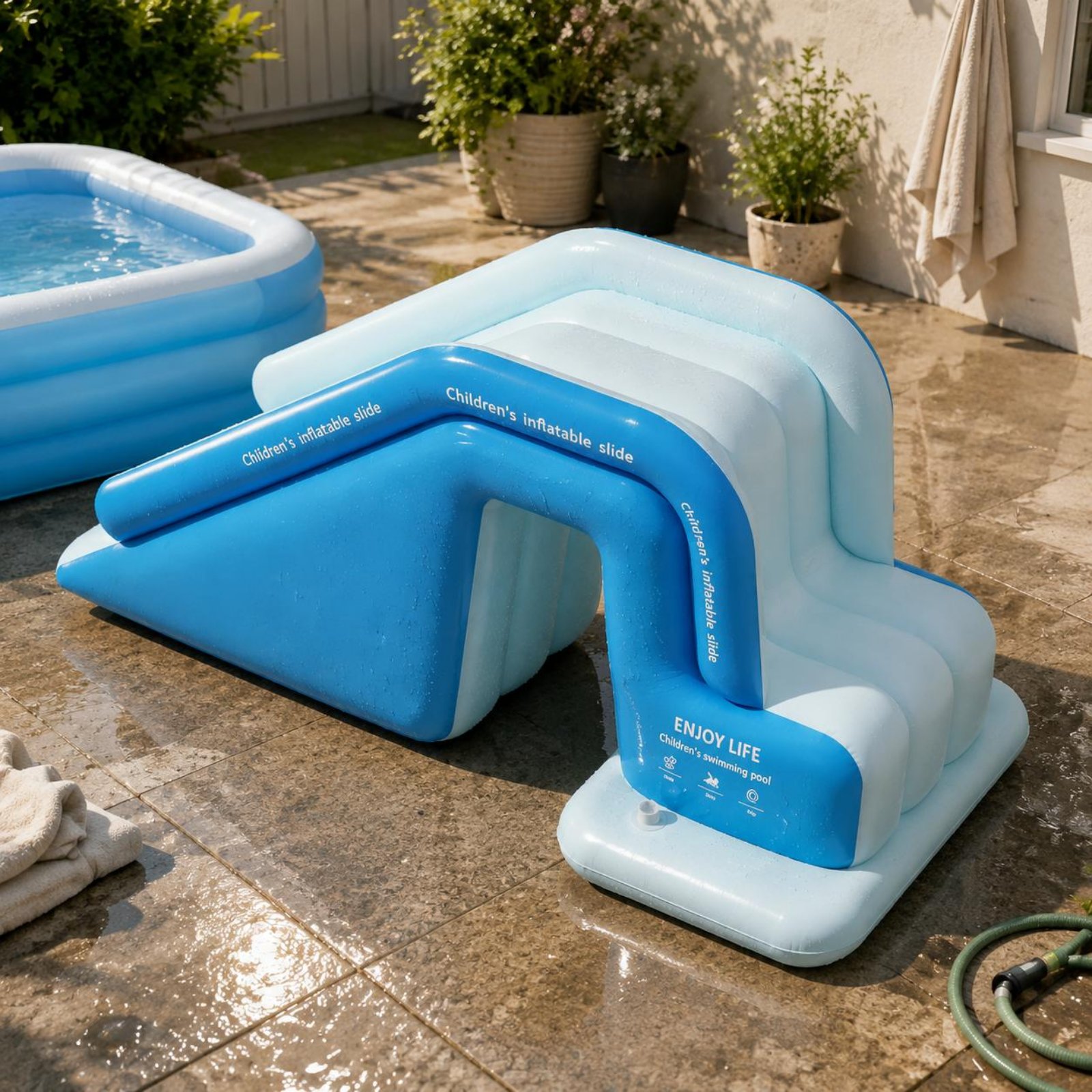 Kids Outdoor Inflatable Water Slide - Inflatable Pool Slide Foldable Inflatable Water