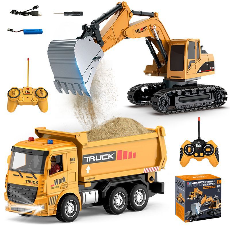 Kids Outdoor Vehicles - Alloy Remote Control Excavator Toy Car