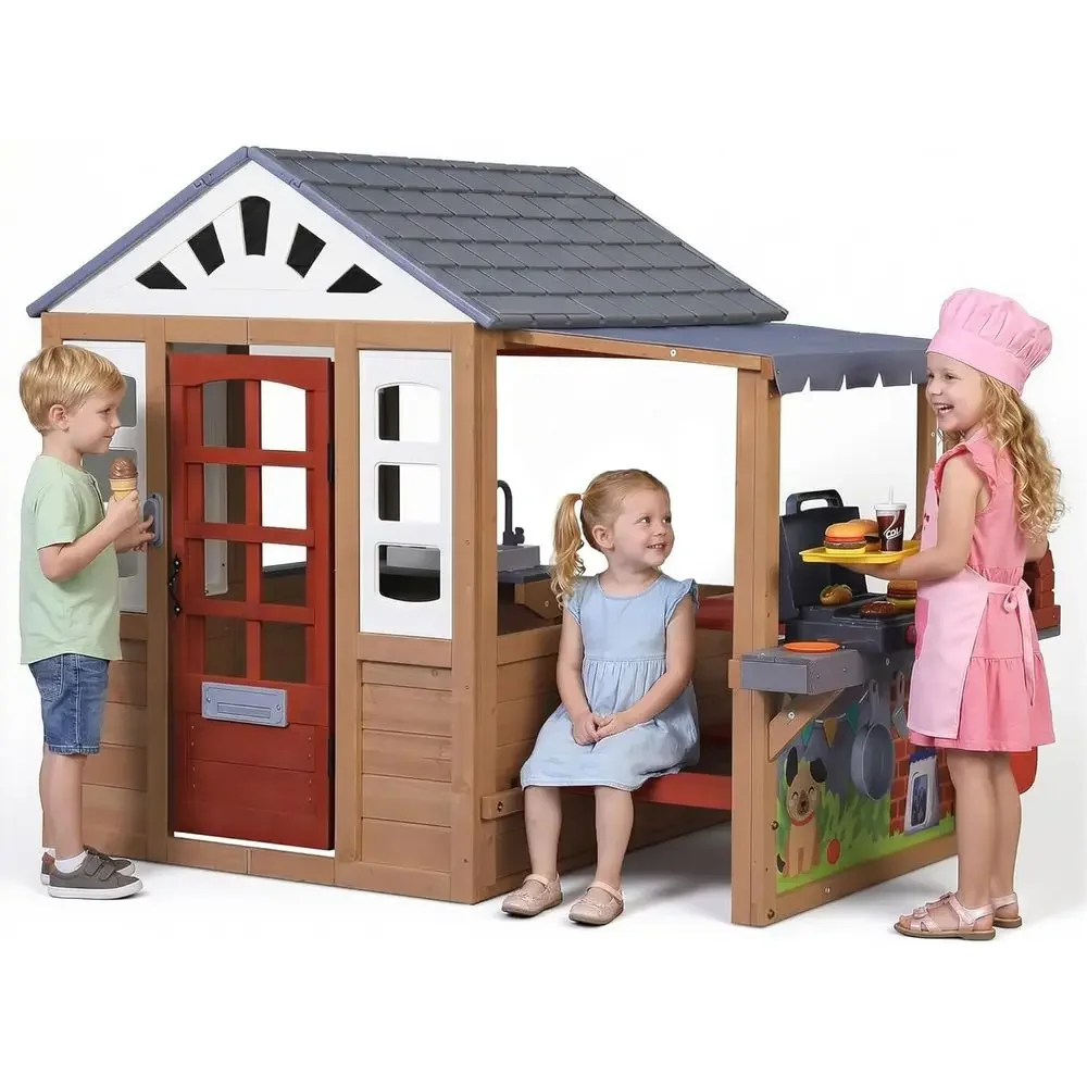 Kids Outdoor Grill - Kids Outdoor Wooden Playhouse, CeWooden Play
