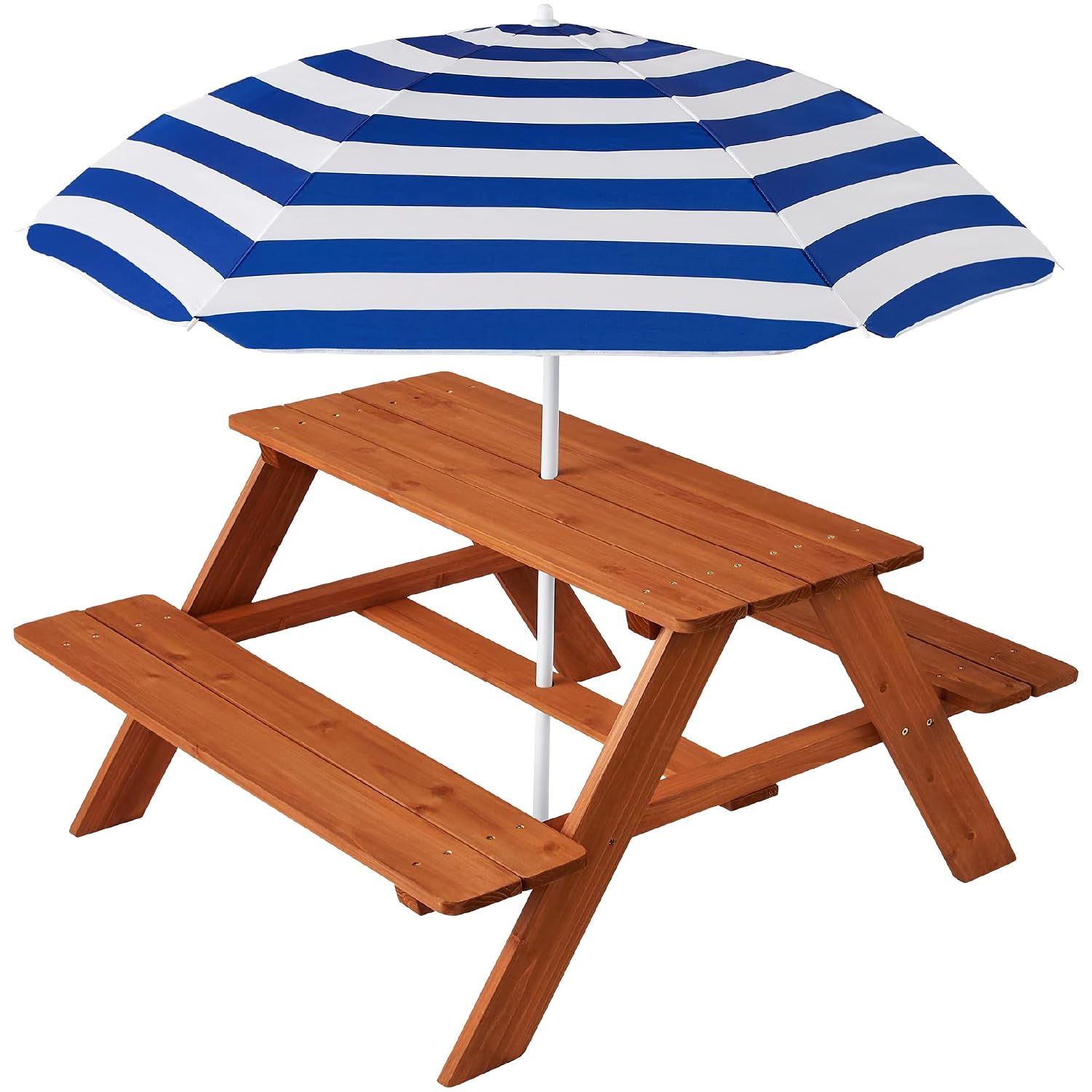 Kids Outdoor Table With Umbrella - Wooden Kids Picnic Table with Umbrella,