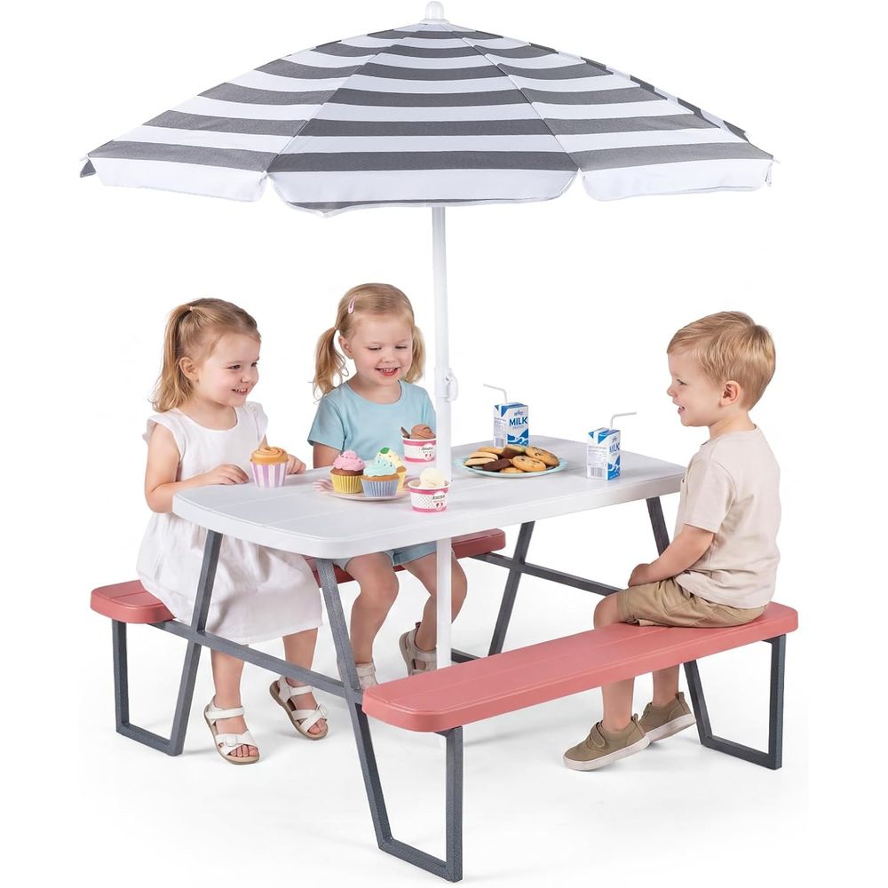 Kids Outdoor Table With Umbrella - Kids Picnic Table, Toddler Outdoor Table
