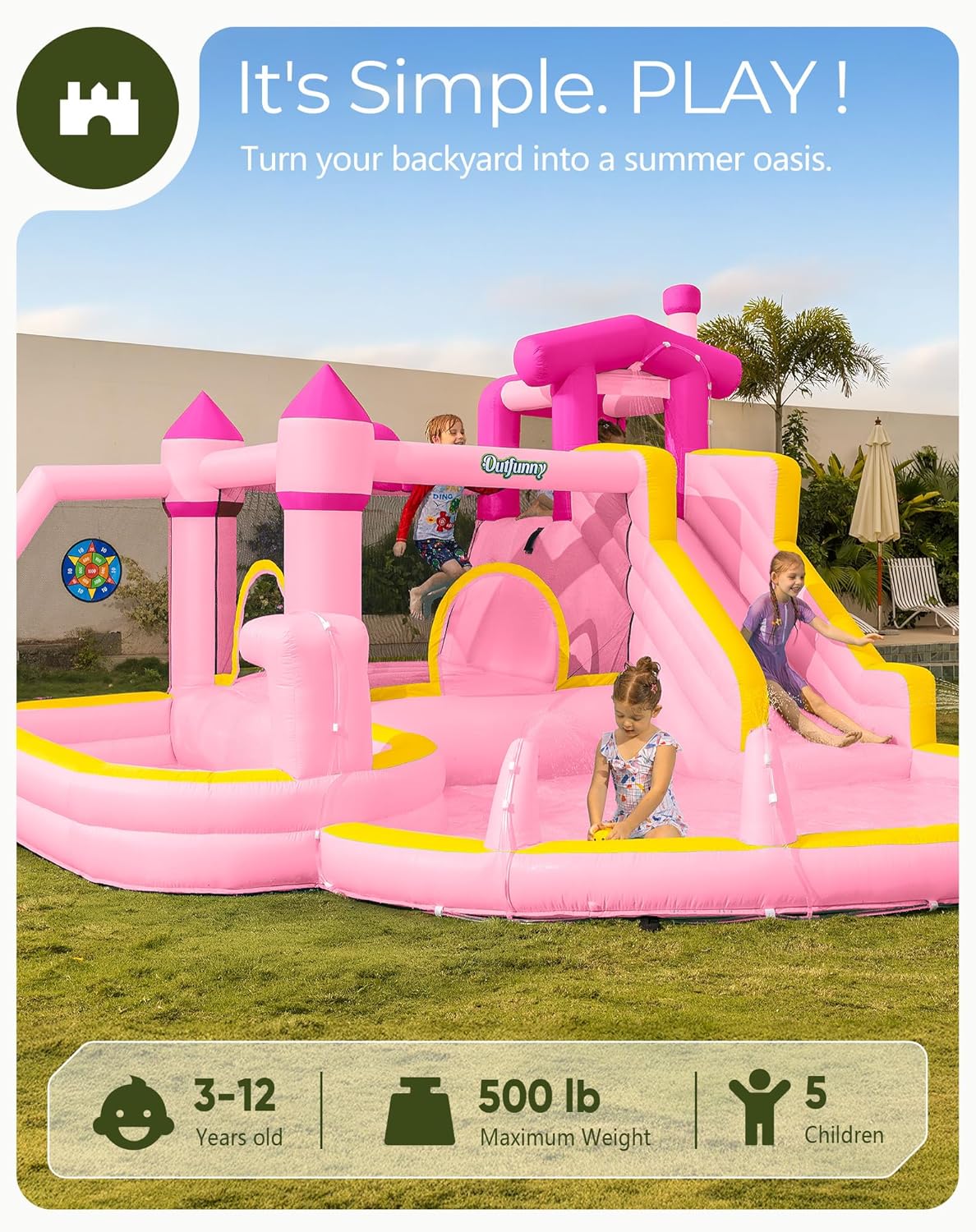 Pink Inflatable Water Slide Bo - đánh giá và giá Kids Outdoor Inflatable Water Slide