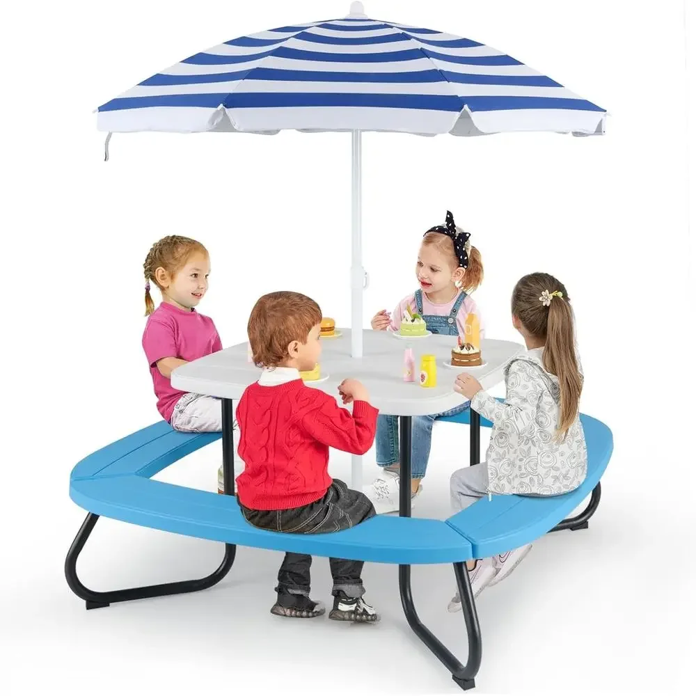 8-Person Kids Picnic Table wit - đánh giá và giá Kids Outdoor Table With Umbrella