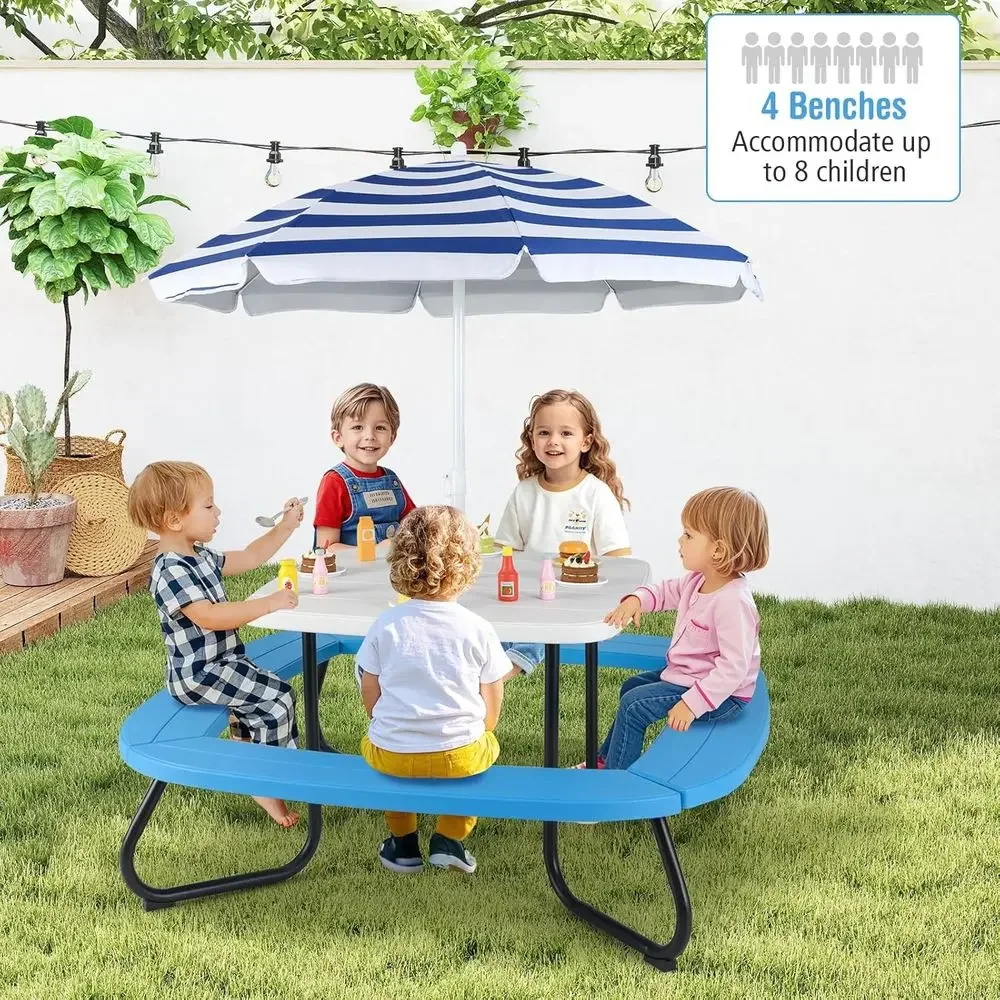 8-Person Kids Picnic Table wit - đánh giá và giá Kids Outdoor Table With Umbrella