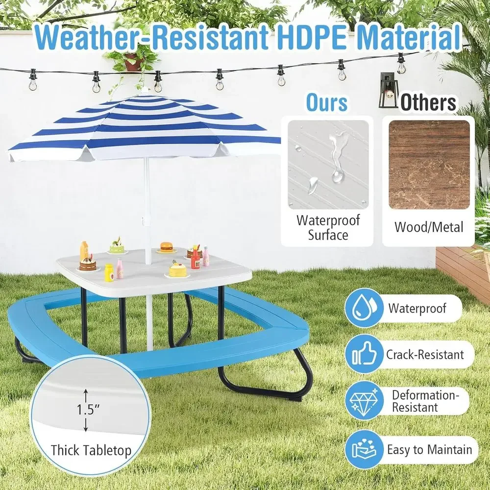 8-Person Kids Picnic Table wit - đánh giá và giá Kids Outdoor Table With Umbrella