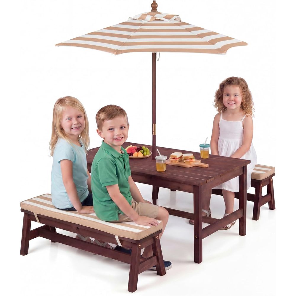 Kids Picnic Table, Large 42“x  - đánh giá và giá Kids Outdoor Table With Umbrella
