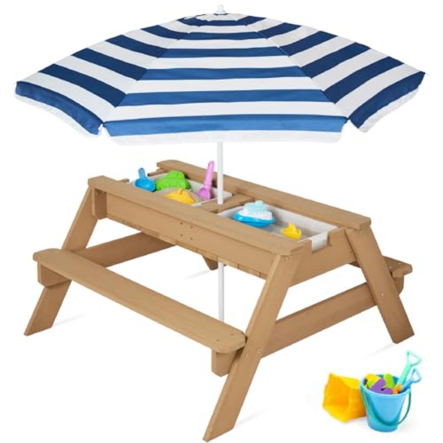 Outdoor kids picnic table with - đánh giá và giá Kids Outdoor Table With Umbrella