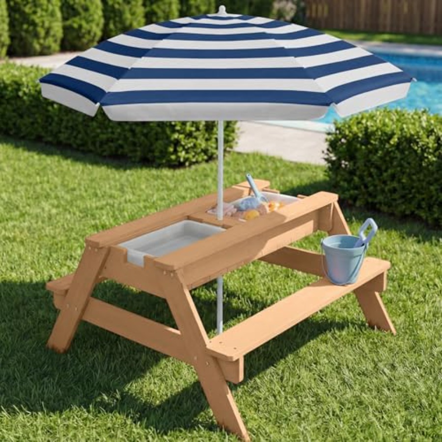 Outdoor kids picnic table with - đánh giá và giá Kids Outdoor Table With Umbrella
