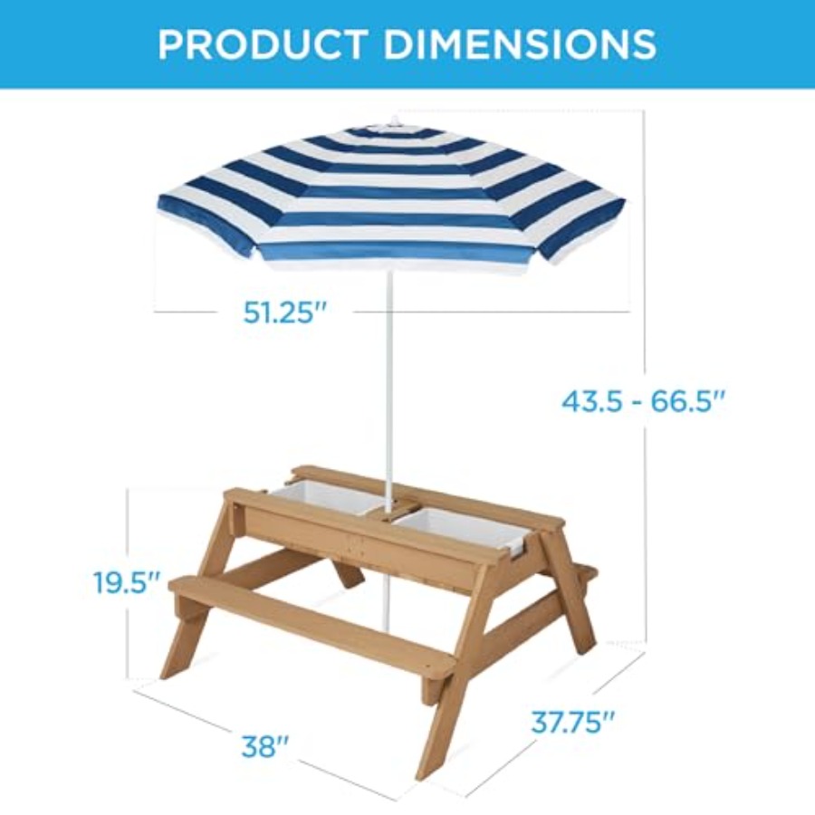 Outdoor kids picnic table with - đánh giá và giá Kids Outdoor Table With Umbrella