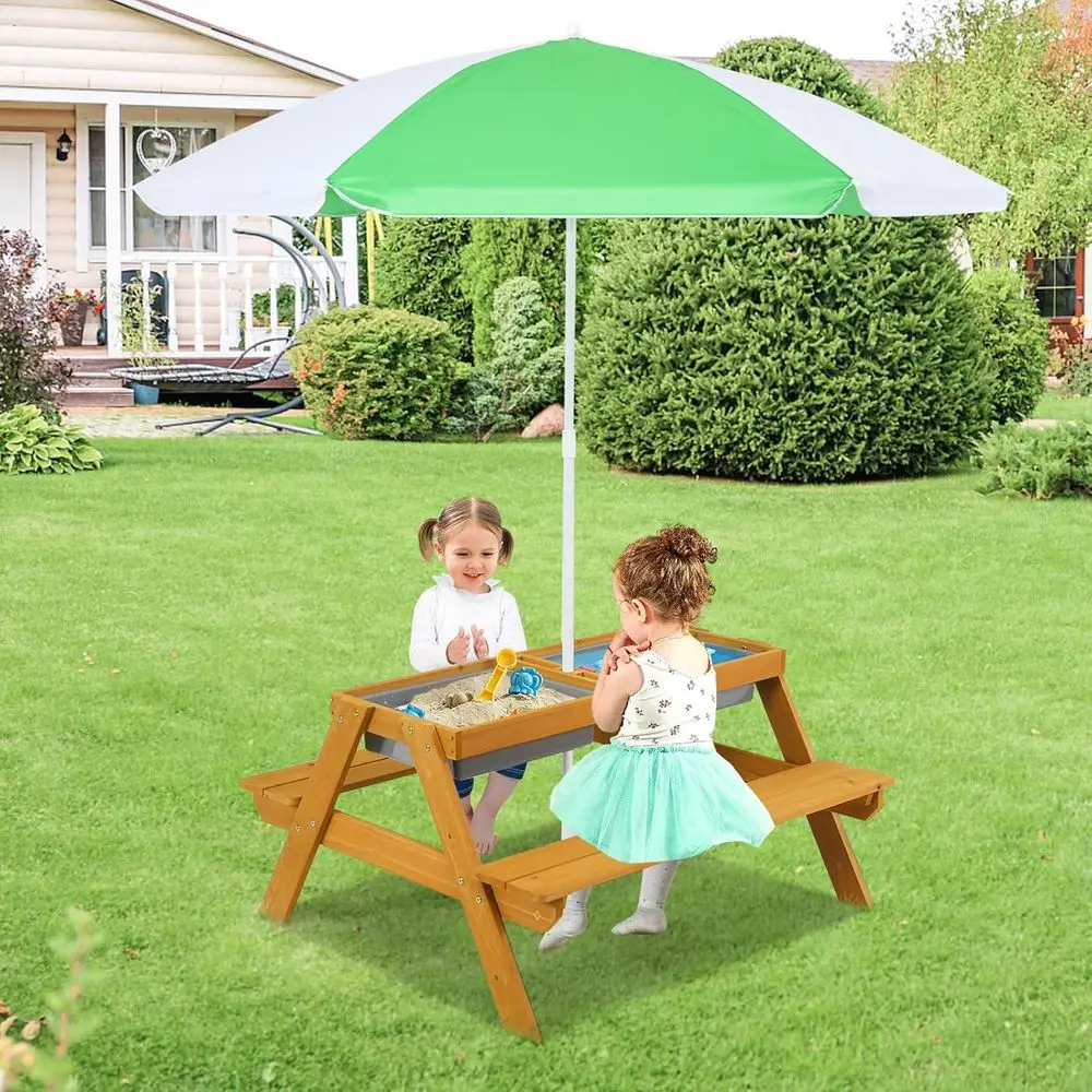 3-in-1 Height-Adjustable Umbre - đánh giá và giá Kids Outdoor Table With Umbrella