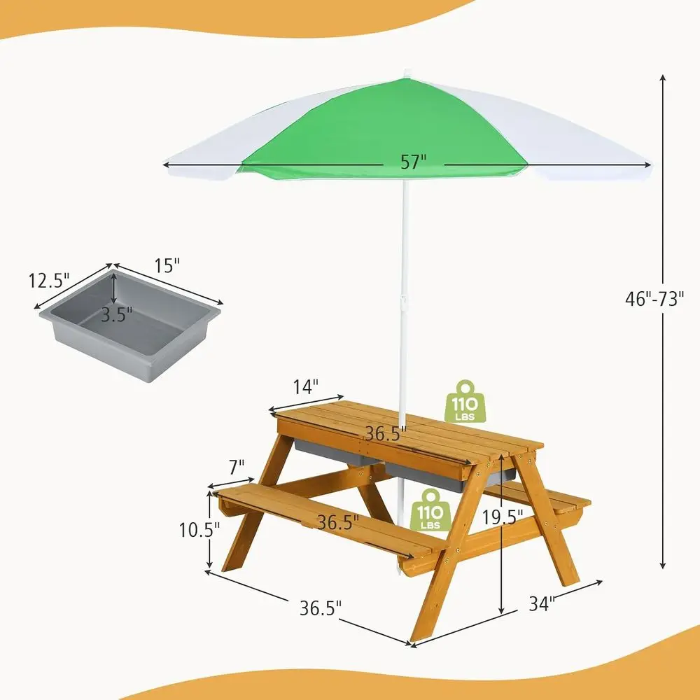 3-in-1 Height-Adjustable Umbre - đánh giá và giá Kids Outdoor Table With Umbrella