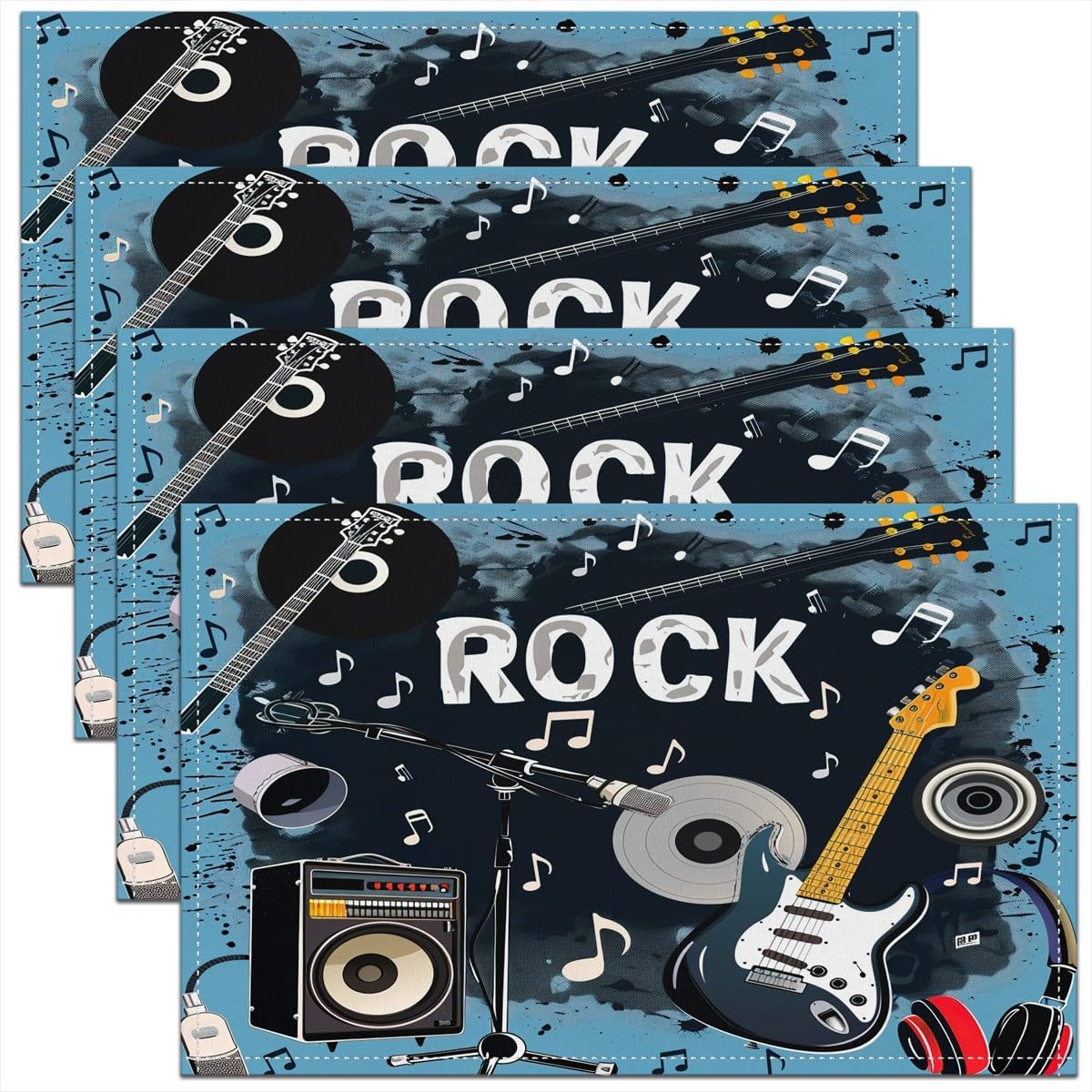 Rock Music Placemats Set of 4  - đánh giá và giá Kids Outdoor Kitchen Set