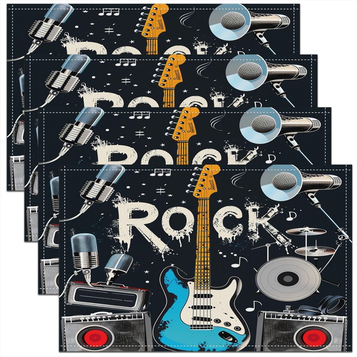 Rock Music Placemats Set of 4  - đánh giá và giá Kids Outdoor Kitchen Set