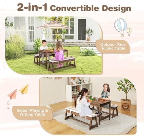 Kids Picnic Table, Outdoor Woo - đánh giá và giá Kids Outdoor Table With Umbrella
