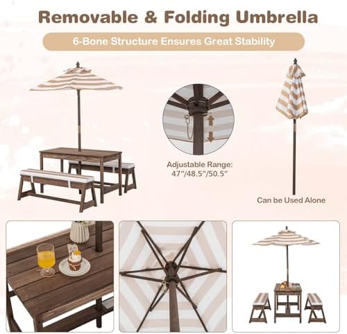 Kids Picnic Table, Outdoor Woo - đánh giá và giá Kids Outdoor Table With Umbrella