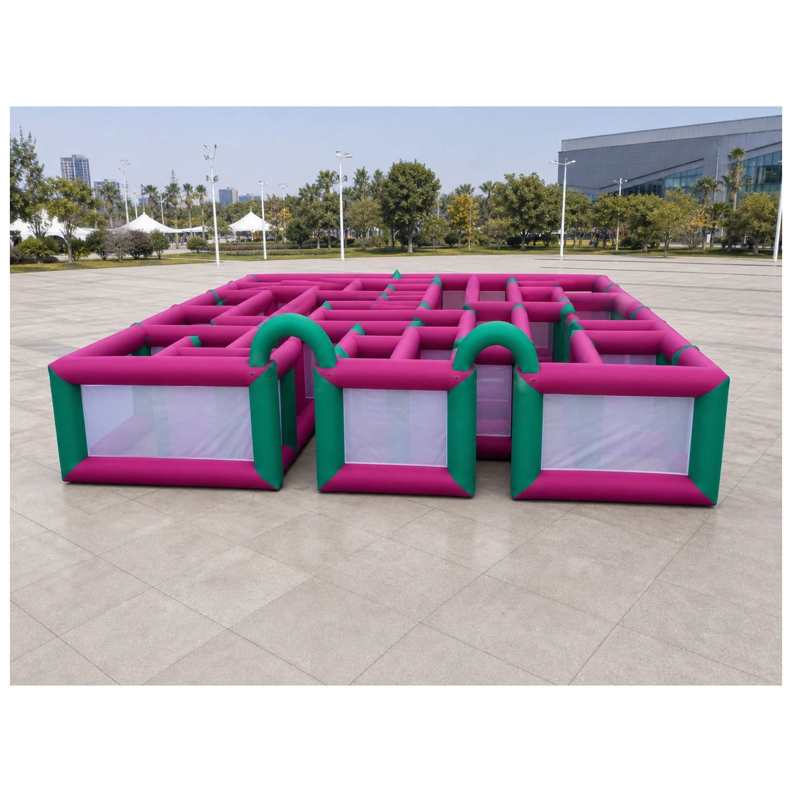 Mê cung bơm hơi dạng lưới màu  - đánh giá và giá Kids Outdoor Venues