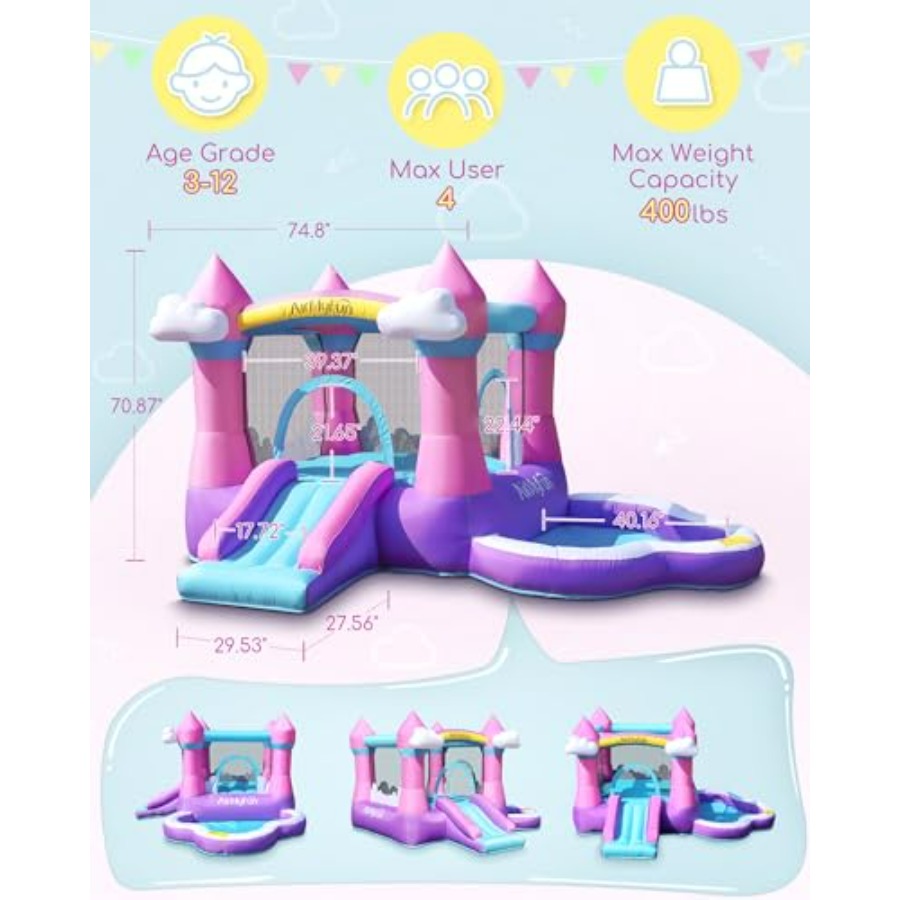 Pink inflatable bounce house f - đánh giá và giá Kids Outdoor Inflatable Water Slide