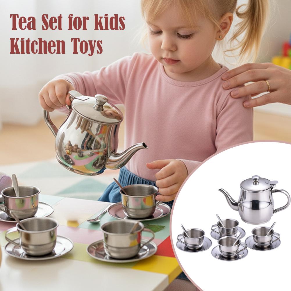 Kids Stainless Steel Tea Set P - đánh giá và giá Kids Outdoor Kitchen Set