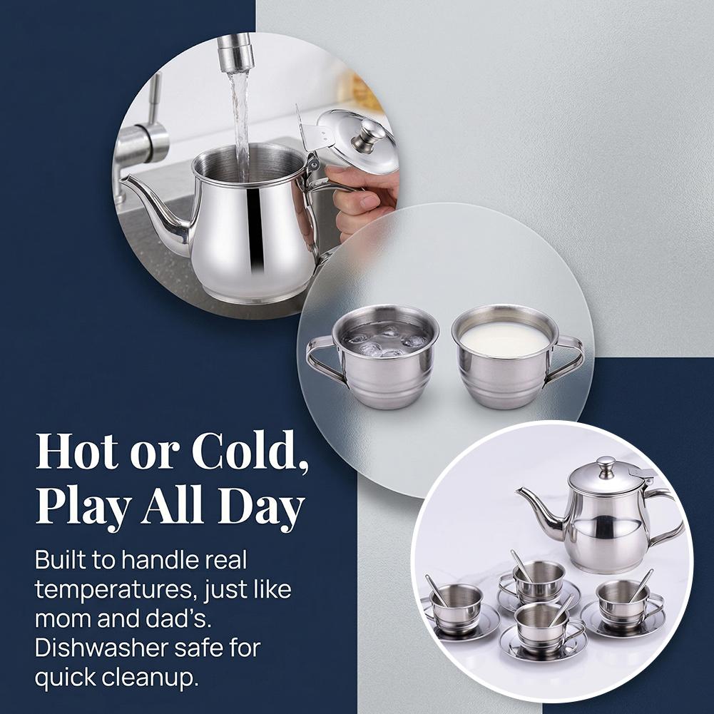 Kids Stainless Steel Tea Set P - đánh giá và giá Kids Outdoor Kitchen Set