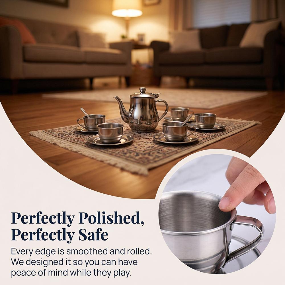 Kids Stainless Steel Tea Set P - đánh giá và giá Kids Outdoor Kitchen Set
