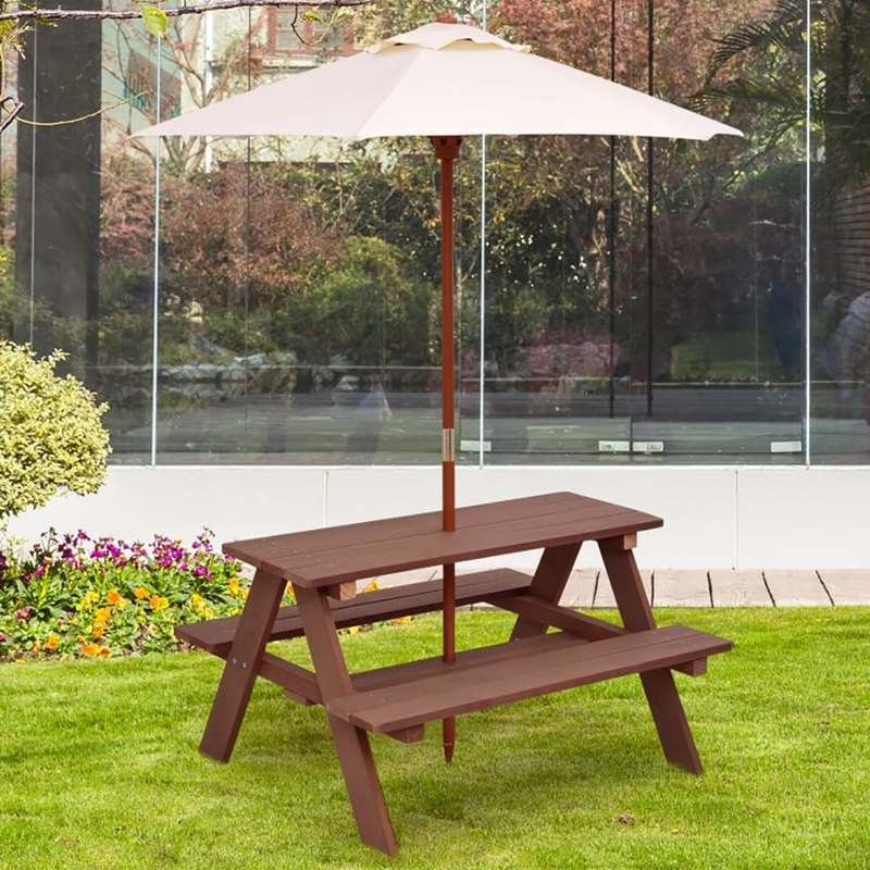 Outdoor 4-Seat Kids Picnic Tab - đánh giá và giá Kids Outdoor Table With Umbrella