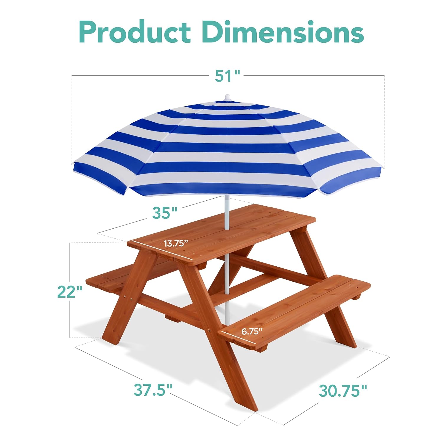 Wooden Kids Picnic Table with  - đánh giá và giá Kids Outdoor Table With Umbrella