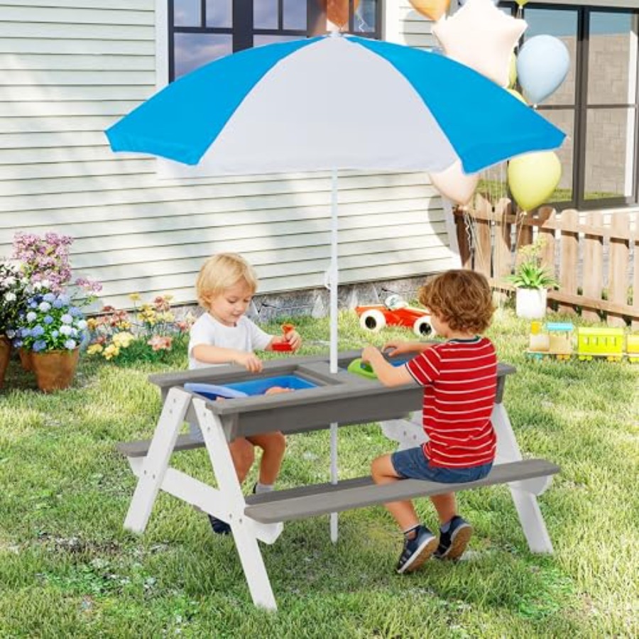 Outdoor backyard patio picnic  - đánh giá và giá Kids Outdoor Table With Umbrella